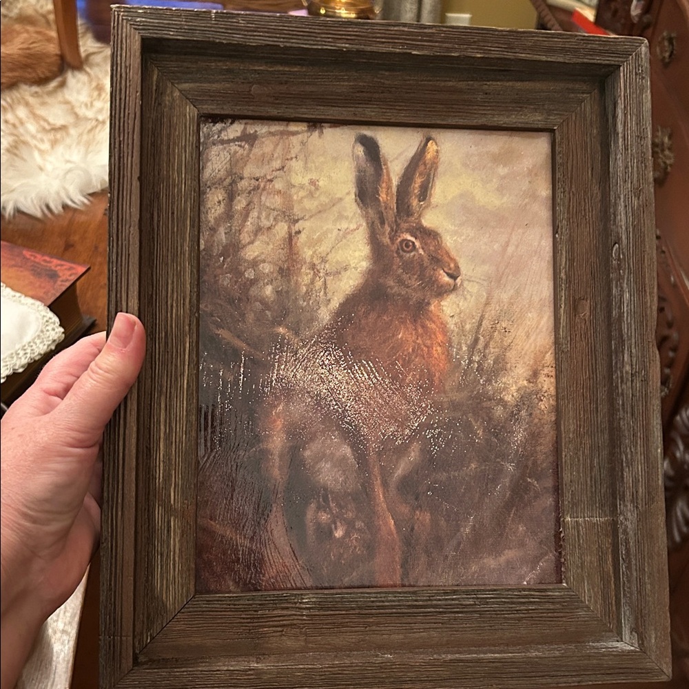 Rustic Brown Framed Rabbit Fine Art Print - Picture 6 of 7